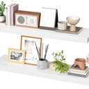 HOOBRO Floating Shelves for Wall, Wall Mounted Shelf Set of 2, 31.5" Hanging Shelf with Invisible Brackets, for Wall Decor Storage in Bathroom Bedroom Kitchen Living Room Office, White WT80BJP201