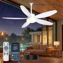 Outdoor Ceiling Fan with Lights, 42 Inch Plug in Gazebo Fans with Remote APP Control, Quiet DC Motor, Dimmable 3CCT, Waterproof Hanging Fans for Patios, Porch, White