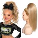 SEIKEA Cheer Ponytail Hair Piece, 100% Real Human Hair 16" Straight Cheerleader Hairpiece Smooth Natural Healthy Reusable Ponytail Extension for Competition, Dance & Stage Honey Blonde