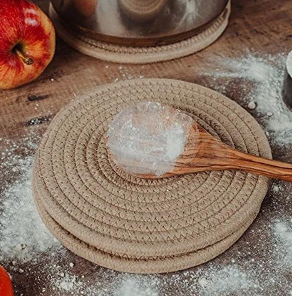 Set of 3 Hot Plates to Protect Table, Dining Table Hot Pads Pot Holders Honey 6psc (3 - 6in, 3 - 8in)