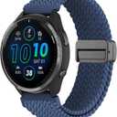 HQzon Nylon Watch Band Compatible with Garmin Forerunner 965/ 955/ 945/ 935/ 970/ fenix5/ fenix6, 22mm Braided Magnetic Buckle Strap Suitable Compatible with Garmin Instinct/ Instinct2/ Instinct3 45mm