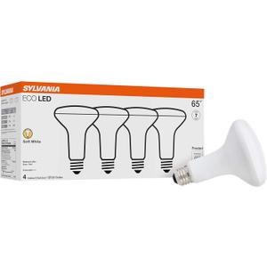 SYLVANIA ECO LED BR30 Light Bulb, 65W = 10W, Dimmable, Frosted Finish, 650 Lumens, 2700K, Soft White - 4 Pack (40870)