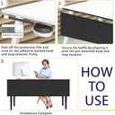 48" Under Desk Privacy Panel Self-Adhesive Modesty Panel 600D Heavy Duty Desk Skirt Privacy Divider for Office Home or Standing Workstation Concealer Shield