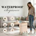 Suyika Automatic Trash Can, 2.6 Gallon/10L Bathroom Trash Can with Lid - Wood Grain Lid and Legs, Touchless Waterproof Garbage Bin for Bedroom, Bathroom, Office, Living Room