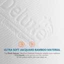 PlushDeluxe Premium Bamboo Mattress Protector King Size, Waterproof, & Ultra Soft Breathable Noiseless Washable Bed Mattress Cover for Comfort & Protection - White