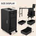 Portable Manicure Table 3 Drawers, Rolling Lockable Makeup Train Case with Blueteeth Speaker and Nail Polish Organizer, Foldable Nail Desk with Mirror & TSA Lock for Nail Tech and Salon Use, 15.3 x 10.8 x 30.8 inches