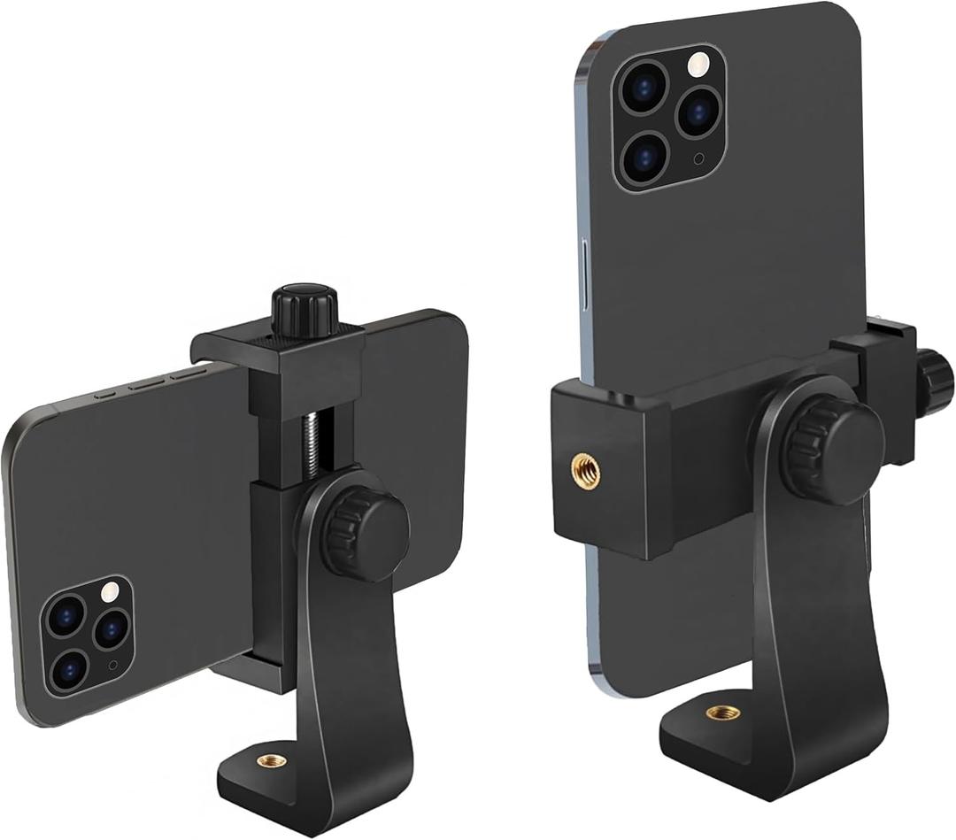 Ailun Phone Holder/Vertical and Horizontal Tripod Mount Adapter Rotatable Bracket with 1/4 inch Screw, Adjustable Clip for iPhone, Android Cell Phone, Selfie Stick, Camera Stand