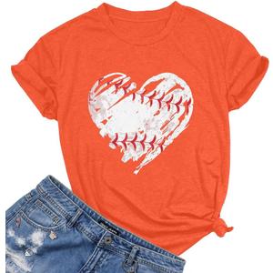 Baseball Shirts Women Baseball Mom Tshirt Baseball Heart Graphic Tee Game Day Gifts Funny Short Sleeve Tops