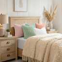 decorUhome Summer Cozy Faux Fur Throw Pillow Covers 12x20 Set of 2 Decorative Soft Plush Striped Lumbar Modern Farmhouse Boho Couch Pillow Cases with Velvet Back for Sofa Bed Living Room, Sage Green