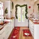 Black Santa Christmas Kitchen Rug and Mat Set,African American Christmas Decorations,Winter Holiday Merry Christmas Kitchen Sink Floor Mat Santa Claus Kitchen Bathroom Mat for Xmas Indoor Decoration