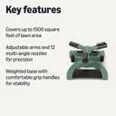 Amazon Basics Whirling Rotating Lawn Sprinkler with Adjustable Arms, 1500 sq ft Coverage, Black