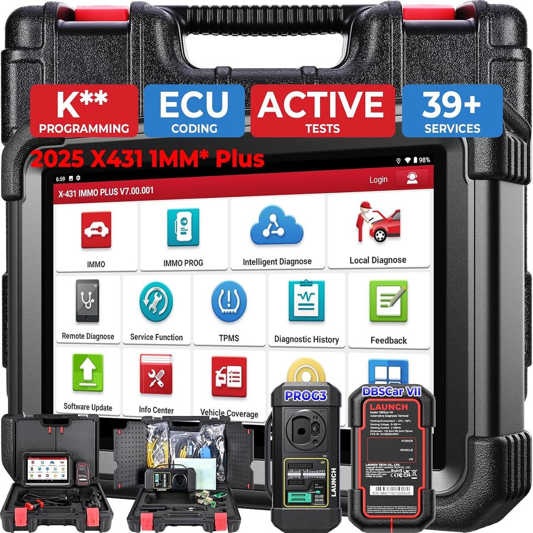 Launch Scanner X431 1MM* Plus Car Tool with X-PROG3, Engine/Gearbox ECU Cl, All-in-One Diagnostic Tool, ECU Coding as PAD, 39+ Services, All-System Scan, 2-Year Update, Black, Android
