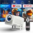 [Netflix-Licensed] Magcubic Mini Projector with Wifi and Bluetooth, Built-in Android 13, Portable Smart 1080P Projector with 4K Support, Auto Keystone, Voice Control, HY320 NTV (White)