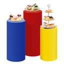 SaitiMade Set of 3 Red Yellow Blue Cylinder Pedestal Stand Covers, 3pcs Spandex Mixed Colors Cylinder Stand Covers for Party, Wedding or Birthday Event Decor (Only Contains Colorful Cylinder Covers)