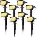 LANSOW Solar Spot Lights Outdoor, [6 Pack/76 LED] 2-in-1 Solar Landscape Spotlights, 3 Modes IP65 Waterproof Dusk to Dawn Solar Powered Flood Wall Lights for Outside Yard Garden Pathway(Warm White)