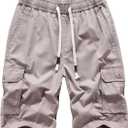 Msmsse Men's Cargo Shorts Elastic Waist Drawstring Summer Casual Cotton Work Athletic Shorts (36)