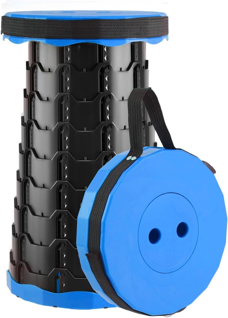 Upgraded Foldable Stool Thickened, Portable Collapsible Stool Retractable Stool for Fishing, Hiking Tours, BBQ, Parties, Outdoor Activities (Blue, 1pack)