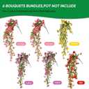 6 Bundles Artificial Flowers for Outdoors, UV Resistant Fake Hanging Flower, Realistic Silk Flowers for Indoor Outside Garden Patio Balcony Farmhouse Porch (Fuchsia, Red, Purple, Yellow)