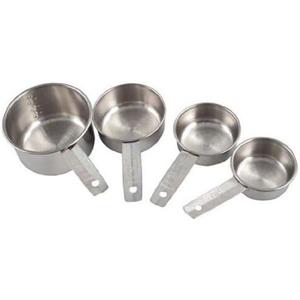 American Metalcraft MCL4 Stainless Steel Measuring Cup Set, Solid Flat Handle, Silver, 4 Piece