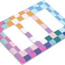Colorful Retro Checkered Wall Plate Decorative 3 Gang Triple Rocker Pretty Rainbow Geometric Light Switch Cover Electrical Receptacle Faceplate for Girls Bedroom Home Bathroom