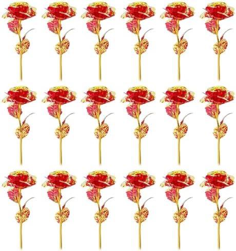 12 PCS Artificial Colorful Flowers Galaxy Rose Crystal Flower Glass Rose Gifts for Wedding, Mother' s Day Memorable Days, Red