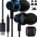 USB C Headphone for iPhone 17 16 Pro 15 Plus iPad 10 11 Mini 6 Air,COOYA Type C Wired Earbuds for Samsung S25 Ultra A16 S23 Flip/Fold 7 A54 A36 HiFi Stereo in-Ear Earphone+Mic for OnePlus 13 Pixel 9 8 (Blue)