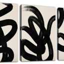 arteWOODS Wall Art Canvas Set Abstract Lines Pictures Modern Mid Century Boho Wall Decor Minimalist Abstract Black Stroke Lines Canvas Painting Artwork Living Room Bedroom Home Office 12"x16"x3