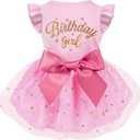 Otunrues Dog Birthday Dress Tulle with Big Bowknot Princess Dog Cat Birthday Outfit Girls Doggie Dresses Clothes for Small Medium Large Dogs Girls Cats Pink (XX-Large)