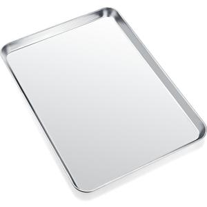 Cookie Sheets for Baking, Stainless Steel Baking Sheet Baking Pan Tray - 12.4 x 10 x 1 Inch, Non Toxic & Healthy, Mirror Finish & Easy Clean, Dishwasher Safe & Heavy Duty