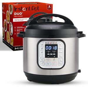 Instant Pot Duo 7-in-1 Electric Pressure Cooker, Slow Cooker, Rice Cooker, Steamer, Saut, Yogurt Maker, Warmer & Sterilizer, Includes App with Over 800 Recipes, Stainless Steel, 8 Quart