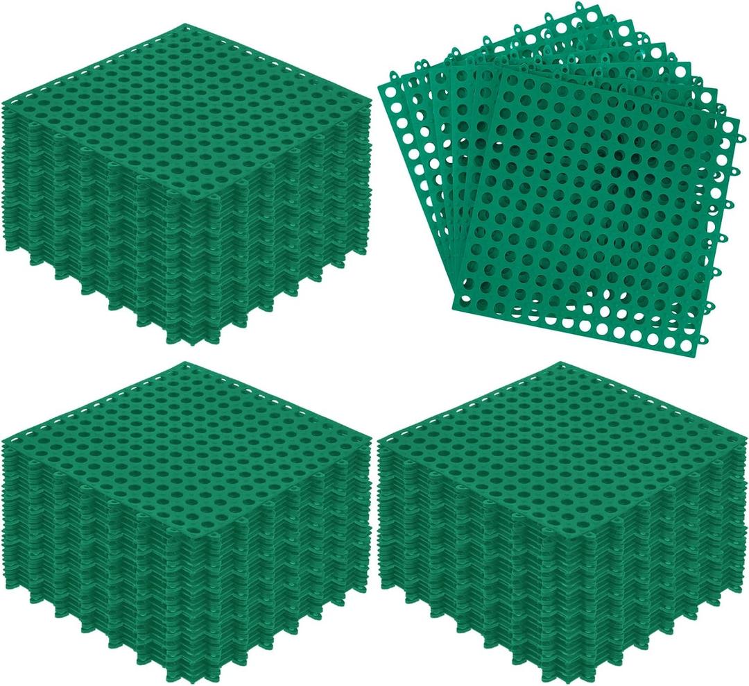 Tinideya 50 Pcs Drainage Mats 11.8'' x 11.8'' Modular Interlocking Floor Drainage Tiles Splicing Pool Floor Mat, Non Slip TPE Soft for Outdoor Deck Greenhouse Shower Bathroom Pool(Grass Green)