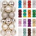 XmasExp Christmas Ball Ornaments (1.57", Champagne Gold) 24ct Christmas Ball Ornaments Shatterproof Xmas Tree Hanging Balls Decorations Perfect for Holiday Wedding Christmas Decor