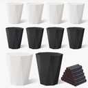 Krijuess 10Pack Office Trash Can with 375 Counts/ 25Rolls Trash Bags, 1.8 Gallons Small Trash Can Bulk for Bathroom, Small Bathroom Garbage Can for Bathroom, Bedroom, Office, Kitchen (5White, 5Black)