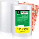 wanguagua 2 Pack 12 Inch x 72 ft Total Bubble Packing Wrap for Moving Boxes Shipping Cushioning Supplies Perforated Every 12 (Clear)