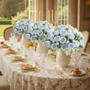 Peonies Artificial Flowers 12 Bundles Pink Flowers Bouquet, Lifelike Silk Fake Peonies with Stems for Home Table Centerpieces, Wedding, Party & DIY Bridal Floral Arrangements (Blue)