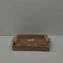 GIB Rectangular Rattan Serving Trays with Handles, Small Decorative Woven Poly Wicker Baskets Serving Trays for Coffee Table Decor, Bread, Fruit, Snacks, Set of 2, 13.8"&11.8"