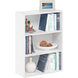 Furinno PASIR Book Shelf, 3-Tier Bookshelf, Bookcase, 9.7" x 23.7" x 31.5", for Living Room, Bedroom, Home Office, Plain White