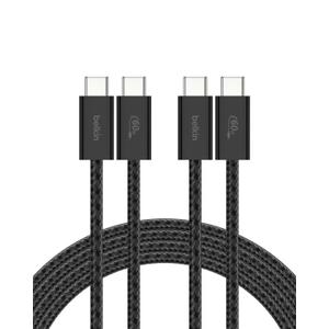 Belkin USB C to USB C Cable 2-Pack, 6.6ft, 60W - Type C Charger, iPhone Charger Cord, Soft, Braided, Flexible for iPhone 17, Galaxy S25, Pixel 10, Airpods, iPad Pro & More, Travel Essentials - Black