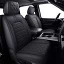 YIERTAI Dodge RAM Seat Covers Fit for 2009-2025 2026 1500HD 2010-2026 2500/3500HD Truck Full Set Crew Double Cab Quad Cab Waterproof Faux Leather Seat Covers(5 PCS Full Set/Black)