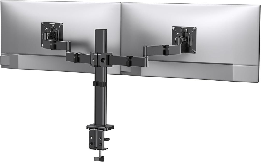 ErGear Dual Monitor Stand, Heavy-Duty Monitor Mounts for 2 Monitors Up to 32", Fully Adjustable with Tiered Arms for Extra Height, Sturdy Design to Minimize Sagging, Supports 22 lbs per Arm