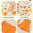 Toddler Baby Girl Clothes Fall/Winter Girls Outfits Ruffle Long Sleeve Tops Floral Flared Pants Girls' Clothing Sets (Orange)