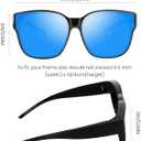 2 x FIMOSON Over Glasses Sunglasses for Men Women, Polarized UV400 Protection Fit Over Sunglasses for Driving (A01 Black Frame/ Blue Lens)