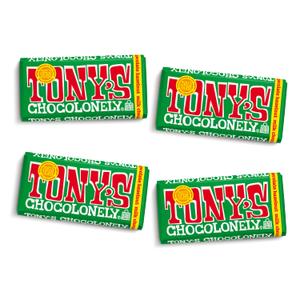 Tonys Chocolonely Belgian Milk Chocolate Hazelnut Candy Bar for Snacks, Chocolate Bars for Party Favors, Gifts, or Gift Basket, 32% Cacao, Made From Quality Fairtrade Cocoa, 4 Bars, 6.35 Oz Each (EXP 09/23/26)