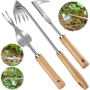3 Pack Weed Puller Tool, Stainless Steel Crack Weeder Tool, Uprooting Weeding Tool, Paving Brick Moss Removal, L-Shape Gardening Crack Sickle Lawn Edger and Driveway Weeding Tools Gardening