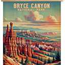 XIAOAIKA Vintage Bryce Canyon National Park Travel Poster with Wooden Scroll Frame  Holiday Decoration or Gift for Living Room, Bedroom, Office Wall Decor, Retro Art Print 20 x 30 Inches