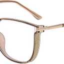 GUDVUE Oversized Blue Light Glasses, Computer Reading/Gaming/Phones Glasses, Anti Glare/UV400/Eye Strain, Large Square Frame, Champagne
