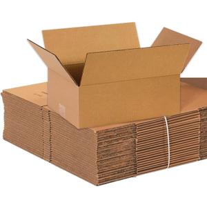 BOX USA Shipping Boxes 14"L x 10"W x 5"H 25-Pack Flat Corrugated Cardboard Box for Packing, Moving and Storage