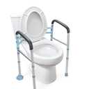 OasisSpace Stand Alone Toilet Safety Rail - Heavy Duty Medical Safety Frame for Elderly, Handicap and Disabled - Adjustable Bathroom Handrails Grab Bar, Fits Any Toilet