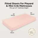2-Pack Mini Crib Sheets Fitted - 38x26 Pack N Play Sheets for Pack and Play Mattress, Organic Cotton, Soft & Breathable Playard Bedding, Neutral Mini Toddler Bed Cover for Boys, Girls (Cameo)