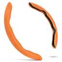 PAUUOOA Alcantara Material Steering Wheel Cover, Non- Slip Segmented Car Steering Wheel Cover for Men & Women, Universal 99% Car Wheel Cover Protector (Orange-Perforated Style)